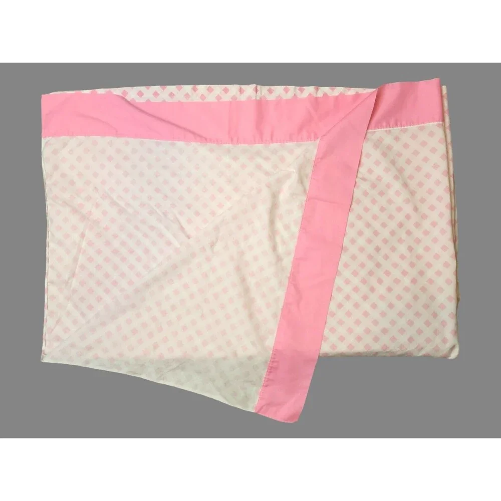 Vtg Dan River Dantrel Pink Checkered Flat Sheet Queen 72x104 Vintage USA Bedding